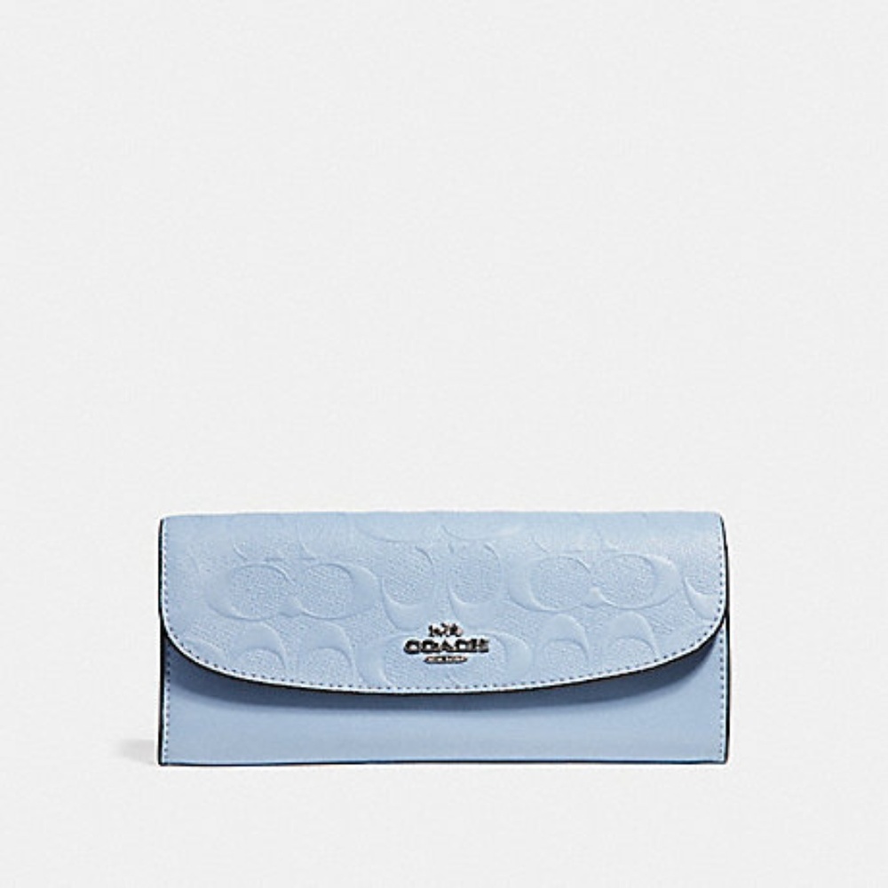 Coach Embossed Signature Leather Slim Wallet